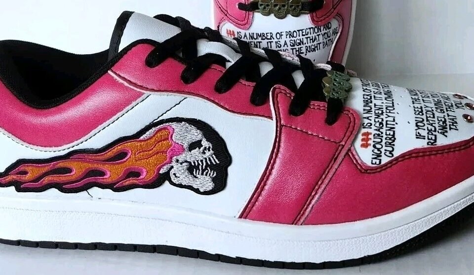 Angel Number 444 Flaming Skull Sneaker Numerology Spiritual Protection Womens 11