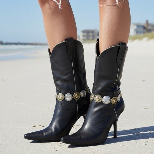 Women Silver Metal 2 Boot Chain Bracelets Angel Blessing Shoe Charm HANDMADE