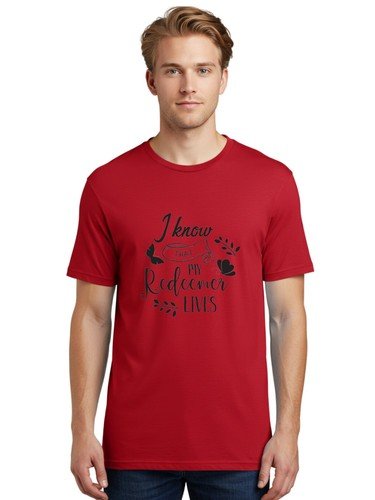 I-Know-That-My-Redeemer-Lives Mens Graphic Tee, 100% Cotton, Casual Summer Wear