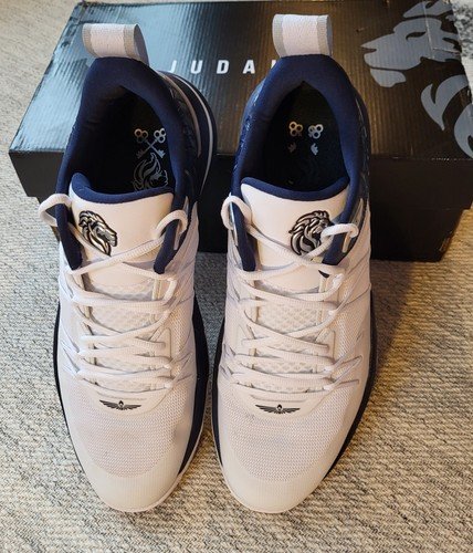 Unitus Judah 1 Low Shoes Sneekers Men Size 14 Navy & White Romans 8:31 Lion Box