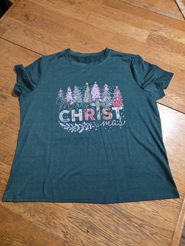 Deep Teal Religious Holiday Merry Christmas “Christ” t-shirt Holiday Wear