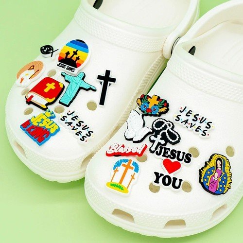 28 Pcs Christian Shoe Charms Jesus Blessed PVC Pins Decor for Crocs Wristbands