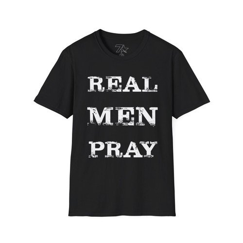 Faithful Men Pray Distressed Lettering Unisex Tee, Christian Shirt, Religious