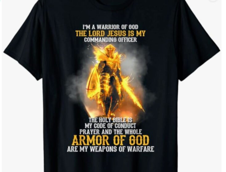 Novelity T Shirt- I’m A Warrior of God…Lord Jesus My Commanding Officer Sz XL