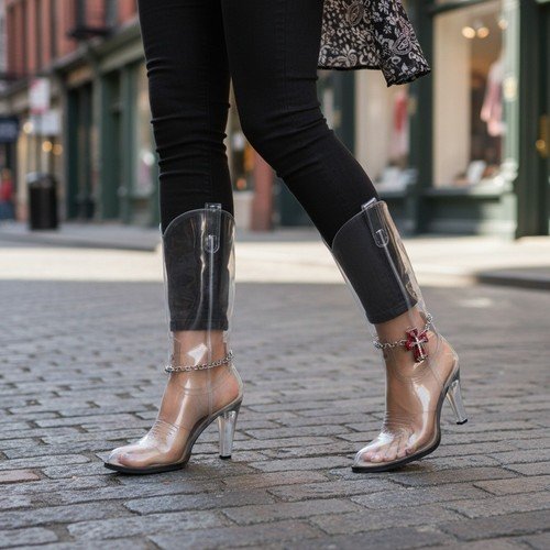 Women Silver Metal Chain Boot Bracelet Shoe Red Cross Charm Wedding Bridal PAIR