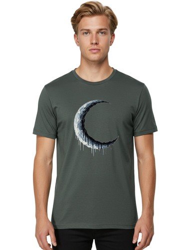 White-Crescent-Moon-1 Mens Graphic Tee, 100% Cotton, Casual Summer Wear