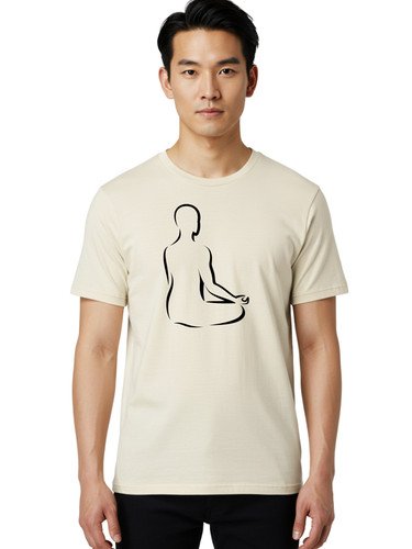 Meditating-Silhouette Mens Graphic Tee, 100% Cotton, Casual Summer Wear