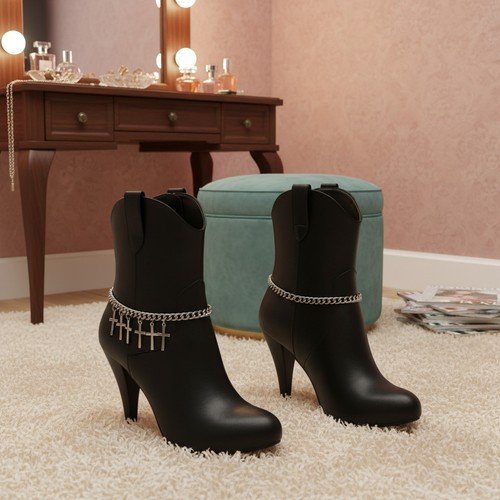 Women Silver Metal Chain Boot Bracelet Shoe Cross Charm Jewelry HANDMADE SET