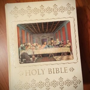 VTG Holy Bible House 1976 King James Heavy White & Gold Embossed 3D Cover