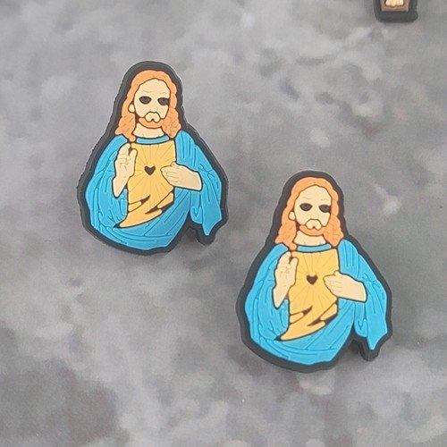 Jesus Christ Christian Catholic Easter Christmas Shoe Charm Lot of 2 – #5