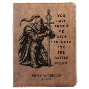 Personalized Bible for Men, KJV Wide-Margin, Engraved Name, Knight Warrior Gift