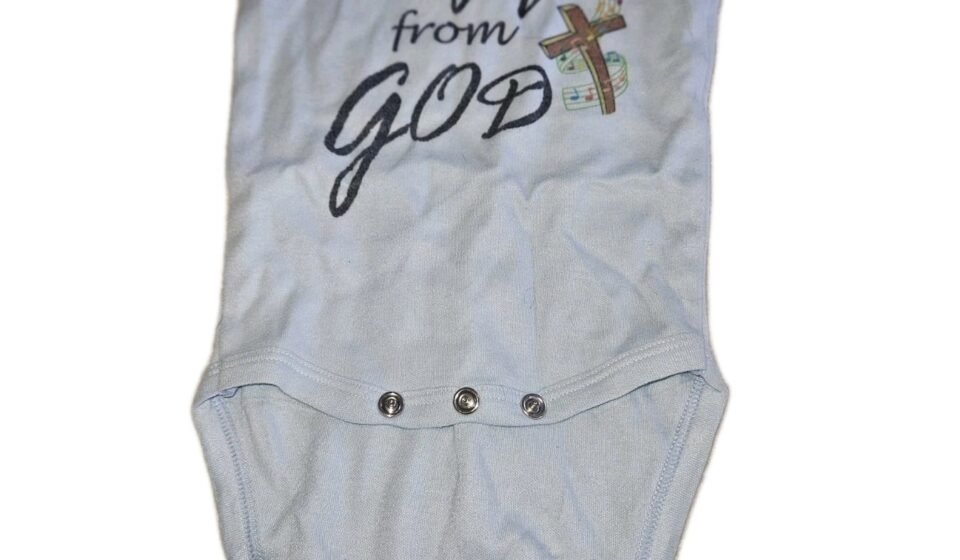 Laughing Graffti 0-3 Months Infant All In One “A Gift From God” All In One Blue