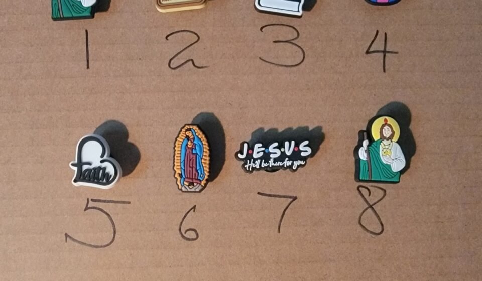Lot of 3 shoes charms for crocs and clogs religious Jesus Mary bible faith