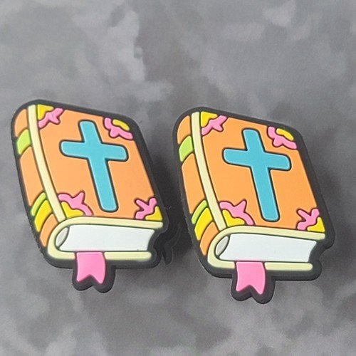 Jesus Christ Christian Catholic Easter Christmas Shoe Charm Lot of 2 – Bibles