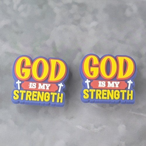 Jesus Christ Christian Catholic Easter Shoe Charm Lot of 2 God Is my strength