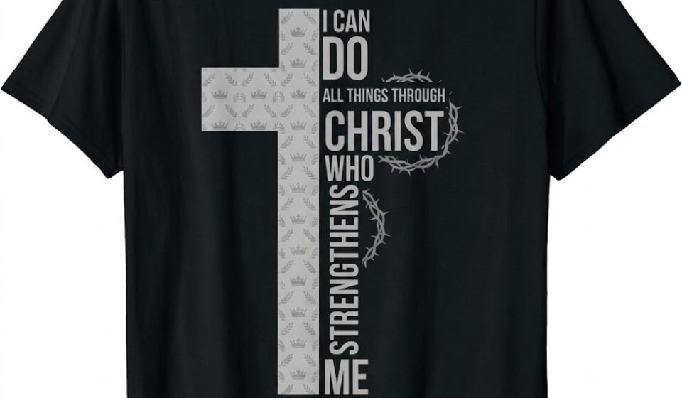 Faith Graphic T-Shirt Crown Of Thorns Cross Religious Christian Apparel Tee