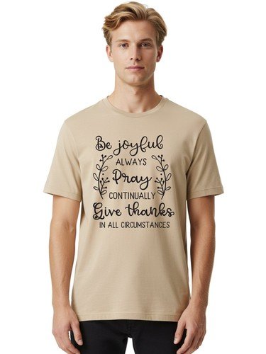 1-Thessalonians-5-16-18 Mens Graphic Tee, 100% Cotton, Casual Summer Wear