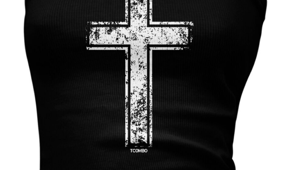 Distressed Cross – Religious Church Christian Catholic Juniors Tank Top