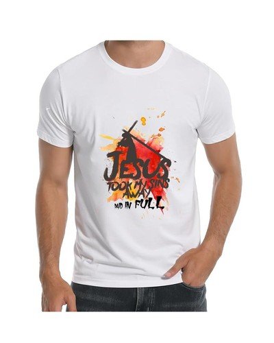 Jesus Took My Sins Away Paid In Full Religious Art T shirt for Men Apparel