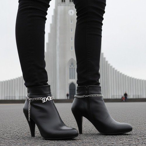 Women Silver Metal Chain Boot Bracelet Western Shoe DOPE Charm Streetwear SET