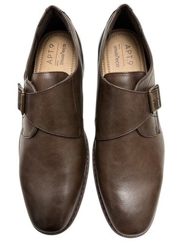 APT. 9 Men size 12 Dress Shoes Ortholite Larenz Chocolate Brown Buckle Cushioned