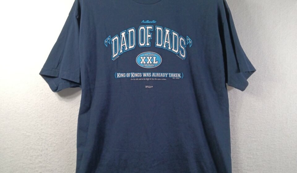 Alstyle Apparel Activewear Shirt Mens XXL 2XL Blue Dad Of Dads Script REV 19:16