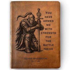 Personalized Bible for Men, NASB Wide Margin, Engraved Name, Knight Warrior Gift
