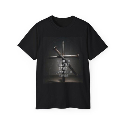 Christian Faith Graphic Tee, Justified Exalted Savior Shirt, Spiritual Apparel