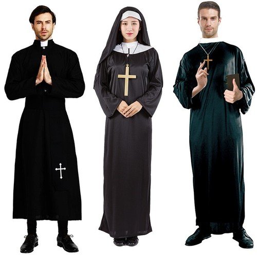 Nuns Priests Halloween Costume Religious Catholic Church Cosplay Clothing