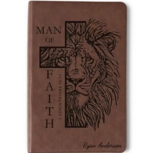 Personalized KJV Bible, Man of Faith Lion Design, Custom Engraved Name, Baptism