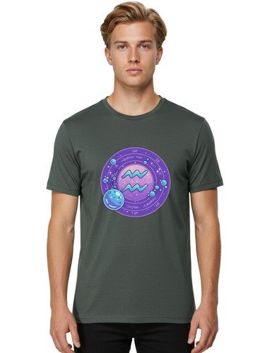 Aquarius-The-Water-Bearer Mens Graphic Tee, 100% Cotton, Casual Summer Wear