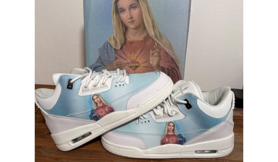 Kito Wares Mother Mary III Sneakers Monastery Blue White Mens 7.5 Religious Shoe