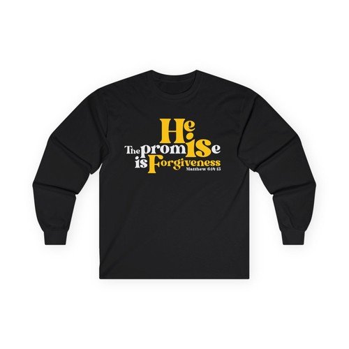 The Promise of Forgiveness Long Sleeve Tee, Christian Faith-Based Apparel,Unisex