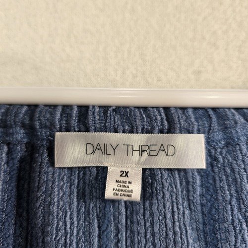 Daily Thread Top Womens 2X Blue Peasanty Polyester Blend Tassled Casual Vacation
