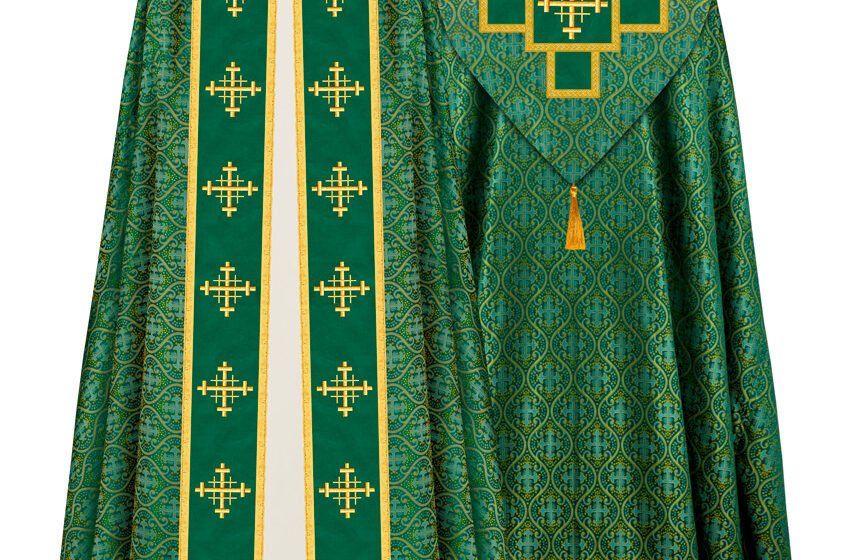 Traditional Gothic Style Cope Vestment with Matching Stole for Church Events