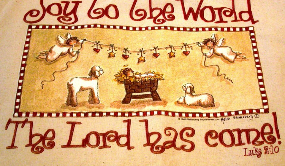 JOY TO THE WORLD Christmas Sweatshirt SMALL w Tote Bag Kerusso Christian Apparel
