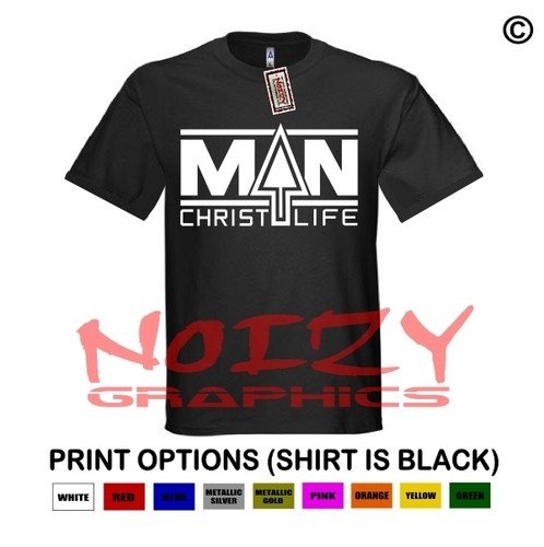 Man Up #2 Christ Life Christian Shirt Black T-Shirt Jesus Hip Hop Rock Religious