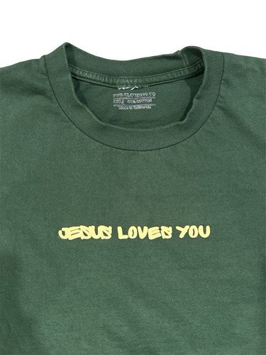 PRMTV Clothing Co ‘Jesus Loves You’ Double-Sided Graphic Tee Men’s 2XL Green