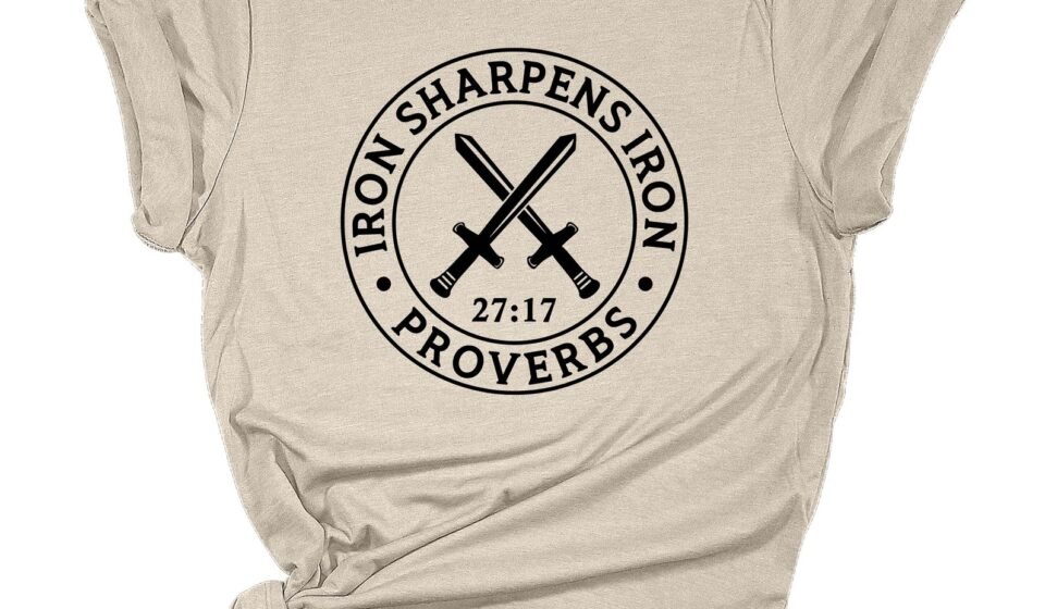 Womens Christian Tshirt Iron Sharpens Iron Proverbs 27:17 Jesus Christian Short