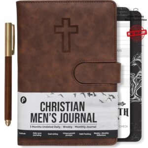 Prazoli Leather Christian Prayer Journal for Men - Magnetic & Water-Resistant
