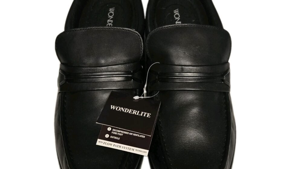 Wonderlite Walter Mens 12 Wide Black Leather Dress Loafers Comfort Shoes New NWT