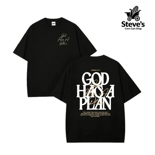 God Has A Plan Bible Verse Washed Cotton Oversized Faith T Shirt Unisex